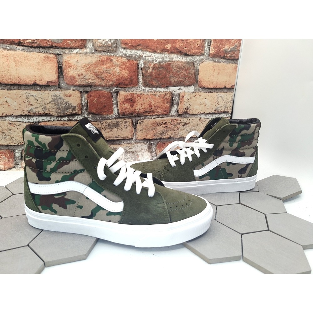 New Vans Sk8-Hi Camo Olive Green High Top Mens 6.5 / Women 8 / Kids 6.5 GS - Picture 3 of 10